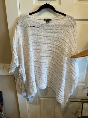 Lauren poncho with fringe!  Size small/ medium